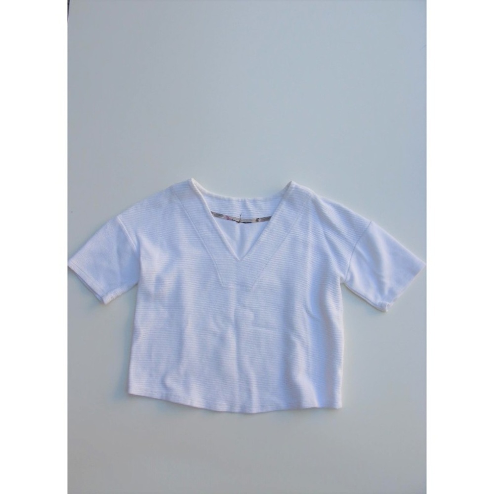 4/$25 Boxy Ribbed Crop Top Short Sleeve Sweatshirt